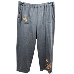 Alfred‎ Dunner Ankle Pants Grandma Core Casual Floral Embroidered Sz XL